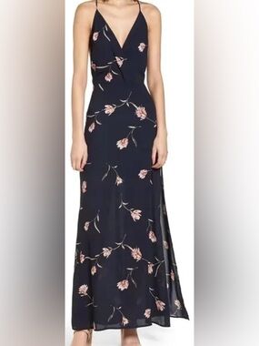 Lush Floral Navy Maxi Dress, Size: Small